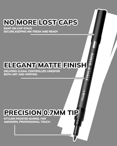 JusArt 4 Pcs Black Jumbo Poster Marker Set, 15mm Wide Tip and 0.7mm Fine Tip, Acrylic Paint Markers for Rock, Fabric, Glass, Metal, Wood — view 2
