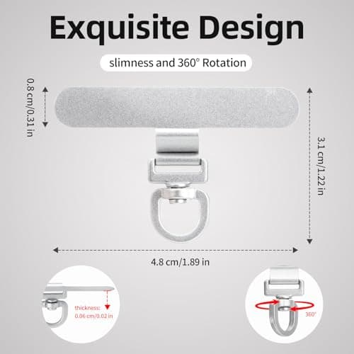 360° Rotating Stainless Steel Phone Tether Tab (Silvery 3-Pack) - Universal for iPhone & Other Phones (Fits Wristbands/Necklaces/Crossbody Straps)