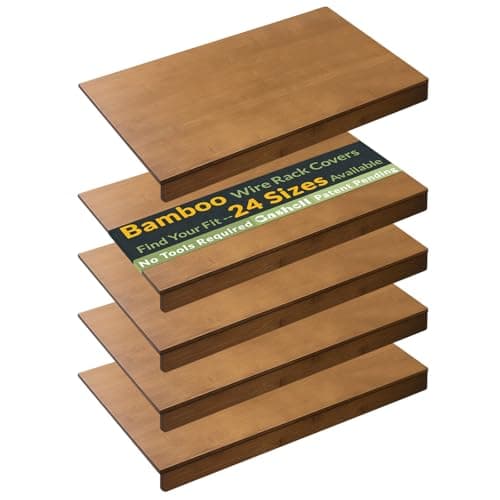 Gashell Wire Shelf Covers, Bamboo Wire Rack Covers for Pantry, Closet (5pcs, 30" W x 16" D)