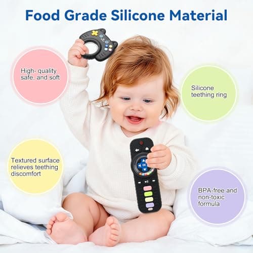 Suhunide Baby Rattles Teething Toys for Babies 3-6 Months - Remote Design. — view 3