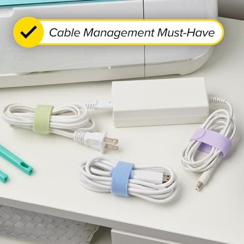 Self-Gripping Cable Ties by Wrap-It Storage, Macaron, 40 Pack (5 Inch and 8 Inch Straps) – Reusable Hook and Loop Cord Wraps for Home Office Desk Organization — view 7