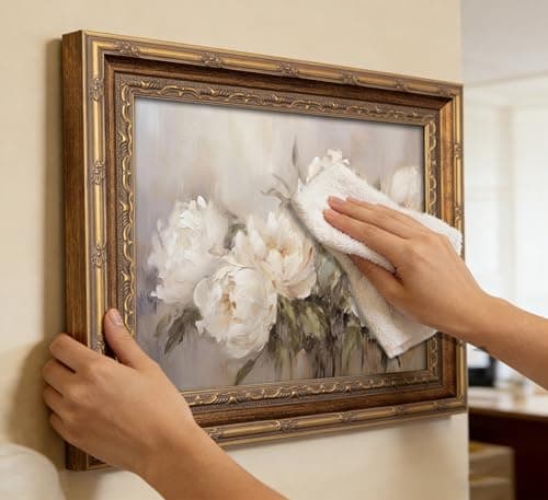 Vintage Gold Framed Vintage Flower Wall Art Retro White Floral Wall Decor Retro Peony Artwork Picture for Home Living Bedroom Farmhouse Hallway — view 8