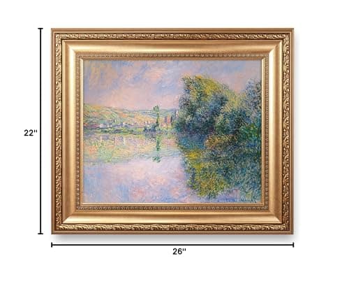 The Seine at Vetheuil by Claude Monet Framed Size:26x22 inches,Image Size:20x16 inches World Classic Reproductions For HomeDecor,Wide Gold Frame — view 7