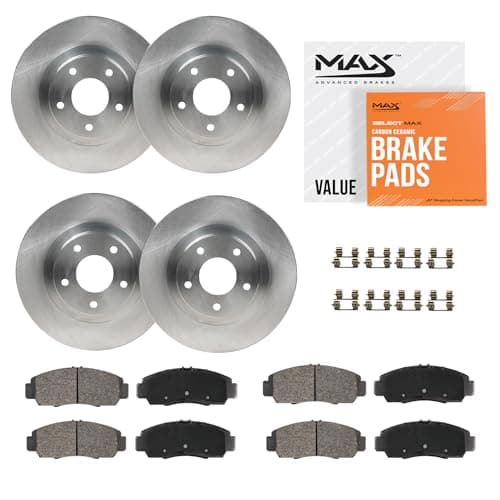 Max Advanced Brakes Front & Rear Brake Kit Compatible With 2013-2015 2016 2017 2018 2019 Ford Explorer Flex Taurus Replacement Premium OE Disc Brake Rotors and Ceramic Brake Pads