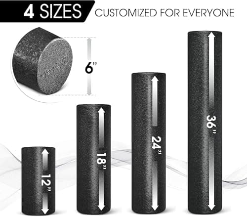 Yes4All High-Density EPP Round Back Roller Foam, Foam Roller for Yoga, Pilates & Stretching - 12, 18, 24, 36 inch