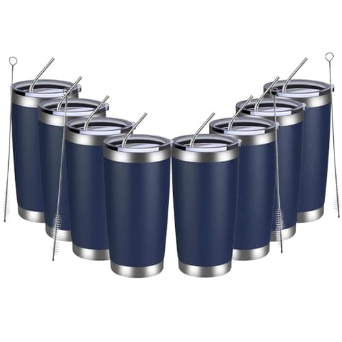 MEWAY 20oz Tumbler Double Wall Vacuum Insulated Travel Mug Bulk, Mix Color Stainless Steel Tumblers with Lid and Straw, Durable Powder Coated Coffee Cups for Cold & Hot Drinks