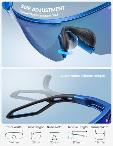 Lamicall Polarized Sports Sunglasses for Men Women, [24g Ultralight] [Adjustable Nose Pad] UV400 Protection Sun Glasses for Cycling Running Baseball Fishing Golf Beach Volleyball, Half Frame, Blue — view 5