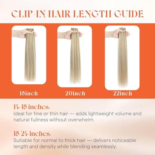 Sunny Hair Clip in Hair Extensions for Women 18inch 120g Remy Human Hair Extensions Clip in Human Hair Extensions Straight Human Hair Clip in Extensions Dark Ash Blonde Highlights Golden Blonde 7pcs — view 3