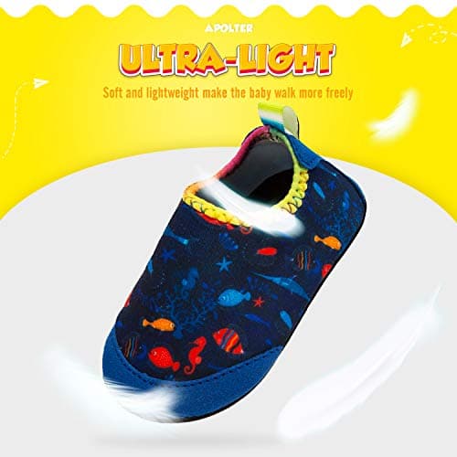 APOLTER Baby Boys and Girls Swim Water Shoes Barefoot Aqua Socks Non-Slip for Beach Pool Toddler Kids — view 3