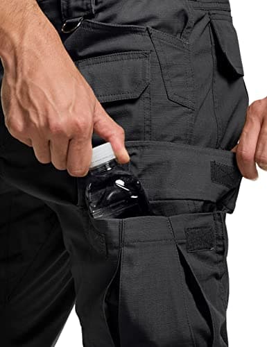 CQR Men's Tactical Pants, Water Resistant Ripstop Cargo Pants, Lightweight EDC Work Hiking Pants, Outdoor Apparel, Duratex Mag Pocket Black, 32W x 32L — view 2