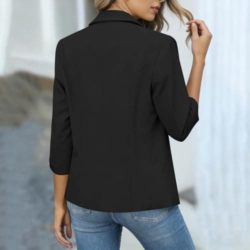 Black Blazer Women, Spring Blazers for Women Business Casual Lapel Collar Long Sleeve Open Front Work Office Suit Jackets Fall Light Outfits 2026 Black M — view 4