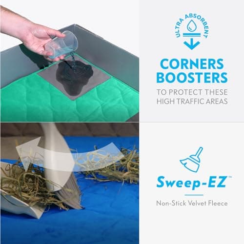 Paw Inspired Guinea Pig Cage Liners | Washable Fleece Bedding or Pet Bed Mat for Small Animals | Super Absorbent Pee Pad with Reinforced Corners and Waterproof Bottom (Light Gray, C&C 2x4)