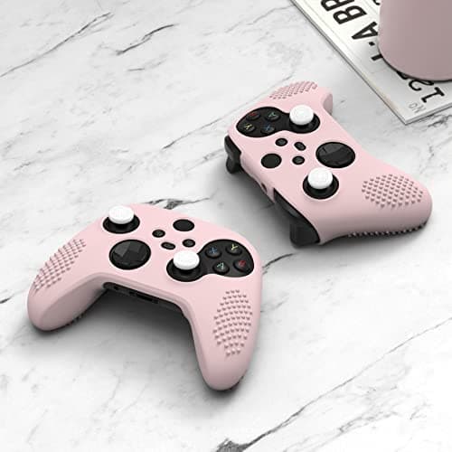 eXtremeRate PlayVital Cherry Blossoms Pink 3D Studded Edition Anti-slip Silicone Cover for Xbox Series X/S Controller, Soft Rubber Case Protector for Xbox Core Wireless Controller with Thumb Grip Caps — view 4