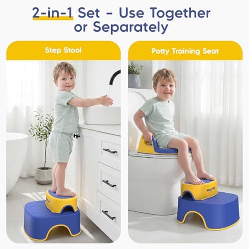 Maliton Potty Training Seat 2-in-1 with Step Stool & Anti-Slip Blue
