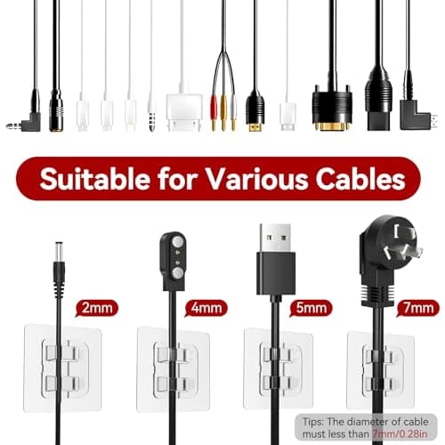 Hooks for Outdoor String Lights, 80 Pack Heavy Duty Cable Clips, Damage Free Cord Clips, Waterproof and UV-Resistant, Clear Self-Adhesive Hooks for Hanging Christmas Lights Outdoor and Patio Decor — view 2