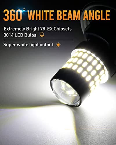 LUYED 3157 LED Bulbs Reverse Light Xenon White 1800 Lumens Super Bright 78 SMD 3056 3156 3057 4157 LED Bulbs,Used for Back Up Reverse Lights,Brake Lights,Tail Lights,Turn Signal Lights,Pack of 2 — view 2