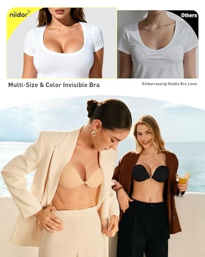 Niidor Adhesive Bra Strapless Ultra Sticky Invisible Push up Silicone Bra Multiple Colors Sizes Reusable for Backless Dress — view 2