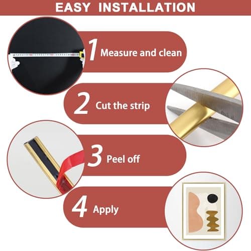 Lunghaa Peel and Stick Matte Gold Finish Molding Trim, 196.8" x 0.31" Flexible Decoration Strip for Wall, Tile Edge, Mirror, Cabinet, Furniture and DIY Home Decor — view 5