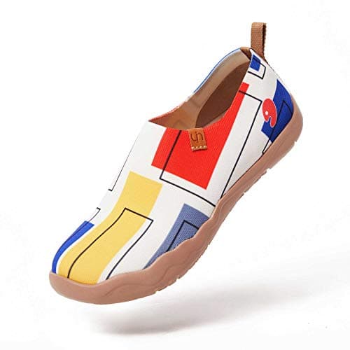 UIN Men's Loafers Lightweight Knitted Sneakers Walking Casual Slip Ons Funny Style Art Painted Travel Shoes Color Cubes (11.5) — view 5