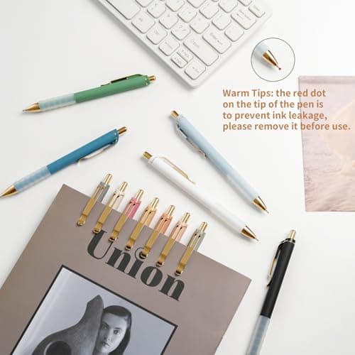 Linbsunne Ballpoint Pens Black Medium Point 1mm Pen with Super Soft Grip Ball Point Pen for Men Women Retractable Pens (gold-12 pcs) — view 4