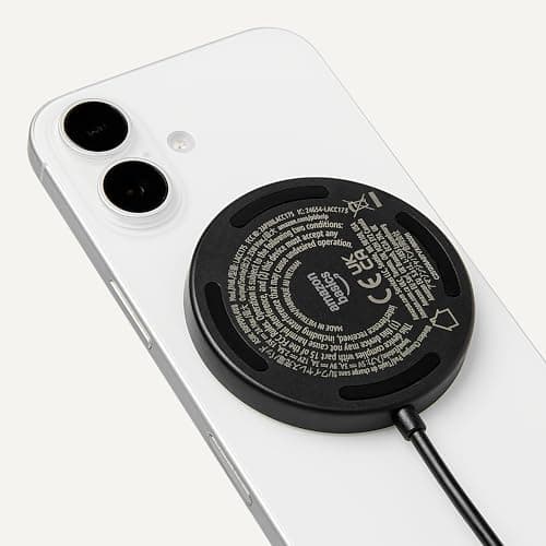 Amazon Basics 25W Qi2.2 Certified Wireless Charging Pad, MagSafe Compatible for iPhone 17/16/15/14/13/12, Magnetic Compatible for Android, Google Smartphones, Black (Adapter Not Included) — view 2