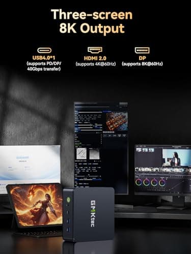 GMKtec Gaming Mini PC Ryzen 7640HS (Beats 6800H/6800U) 16GB DDR5 512GB NVMe SSD Dual NIC LAN 2.5GbE /WiFi 6E BT5.2 /USB4 Desktop Computers Office Home M6 Ultra — view 4
