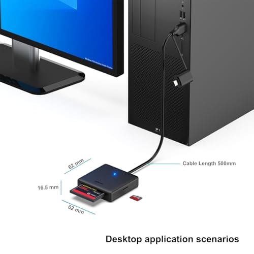 Memory Card Reader, BENFEI 4in1 USB 3.0 and USB-C to SD Micro SD MS CF Card Reader Adapter, 4 Cards Simultaneously Read and Write, Compatible with iPhone 15 Series, MacBook Pro/Air 2023, and More — view 3