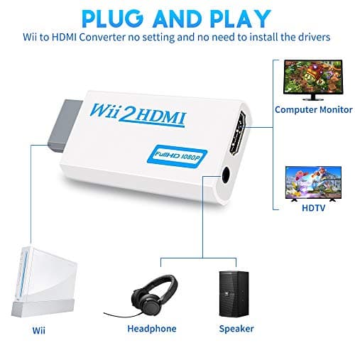 Xahpower Wii to HDMI Converter, Wii HDMI Adapter 1080P for Full HD Device with 3,5mm Audio Jack&HDMI Output Compatible with Nintendo Wii, Wii U, HDTV, Monitor-Supports All Wii Display Modes 720P — view 4