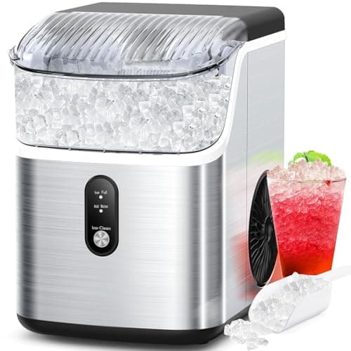 COWSAR Nugget Ice Makers Countertop Soft Chewable Pellet Ice Machine with Auto-Cleaning Function, 34Lbs/24H, Portable Ice Makers for Kitchen, Office, Home,Silver