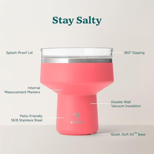 REDUCE Saltini 16 oz Cocktail Tumbler - Insulated Margarita Tumbler with Lid - Keeps Drinks Cold for 10 Hours - 360 Sippable Martini Glass Alternative - Shatterproof, Perfect for Parties - Daiquiri — view 2