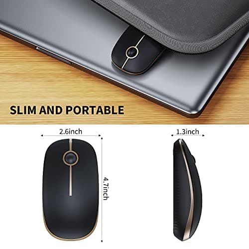 VssoPlor Wireless Mouse, 2.4G Slim Portable Computer Laptop Mouse with Nano Receiver Quiet Silent Optical Mice for Notebook, PC, Laptop, Computer-Black and Gold — view 4