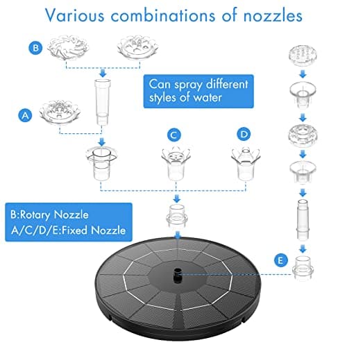 AISITIN 3.5W Solar Fountain Pump for Water Feature Outdoor DIY Solar Bird Bath Fountain with Multiple Nozzles, Solar Powered Water Fountain for Garden, Ponds, Fish Tank and Aquarium — view 5