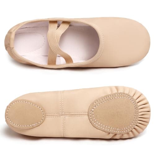 Dynadans Soft Leather Ballet Shoes/Ballet Slippers/Dance Shoes for Girls and Boys (Toddler/Little/Big Kid/Women)-Nude-12M Little Kid — view 3