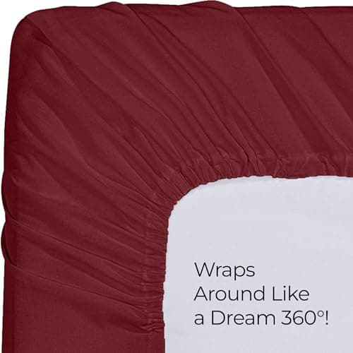 Utopia Bedding Queen Fitted Sheet - Bottom Sheet - Deep Pocket - Soft Microfiber -Shrinkage and Fade Resistant-Easy Care -1 Fitted Sheet Only (Burgundy) — view 5
