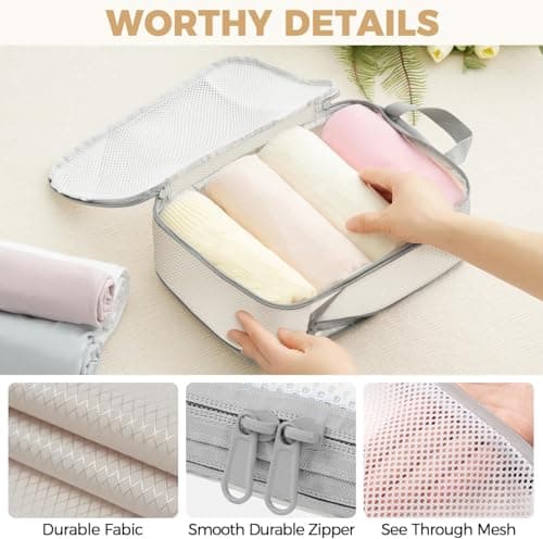 BAGAIL 6 Set/8 Set Compression Packing Cubes, Ultralight Expandable Packing Organizers for Carry on Travel Luggage(6set Cream) — view 4