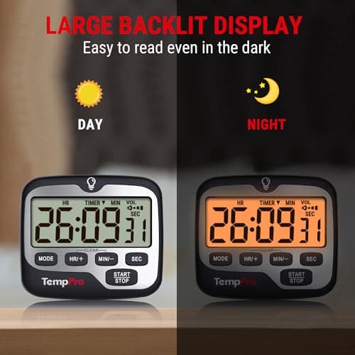 TempPro TM01 Kitchen Timers for Cooking with Count Up Countdown Timer, Digital Timer for Kids Students with Touch Backlight, Study Timers for Classroom Teacher Supplies(Previously ThermoPro) — view 4