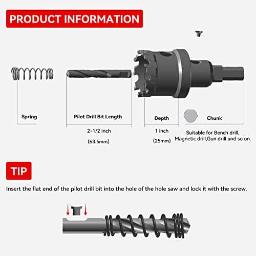 CENYB 2-11/16" (68mm) Tungsten Carbide Tipped Hole Saw with 2Pcs Titanium-Plated Pilot Drill Bits for Metal, Steel, Iron, Wood, Plastic — view 2
