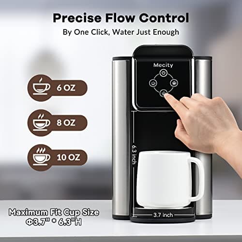 Mecity Coffee Maker 3 in 1 Single Serve Coffee Machine, Compatible with K cup Capsules, Instant Coffee Pot, Tea maker, 6,8,10 Oz Cup, Removable 50 Oz Water Reservoir, 120V 1150W — view 3
