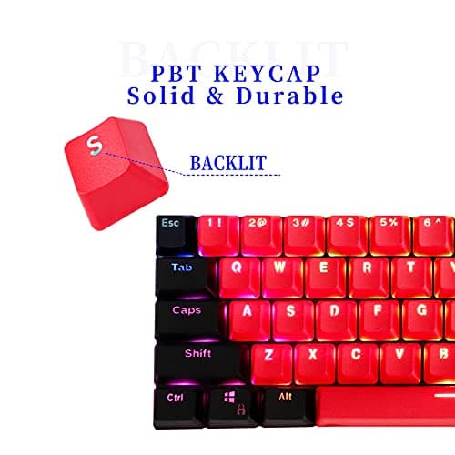 GTSP 61 Red Keycaps 60 Percent Keycap Set PBT OEM Ducky Keycap with Key Puller Fit for Cherry MX switches GK61 Mechanical Gaming Keyboard (Milan A — view 3