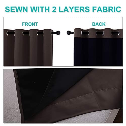 NICETOWN Extra Wide Patio Door Curtain, Super Heavy-Duty Thermal Sliding Glass Door Lined Drape, Privacy Assured 100% Blackout Window Treatment(Brown, 1 Panel, 70 inches W x 63 inches L) — view 3
