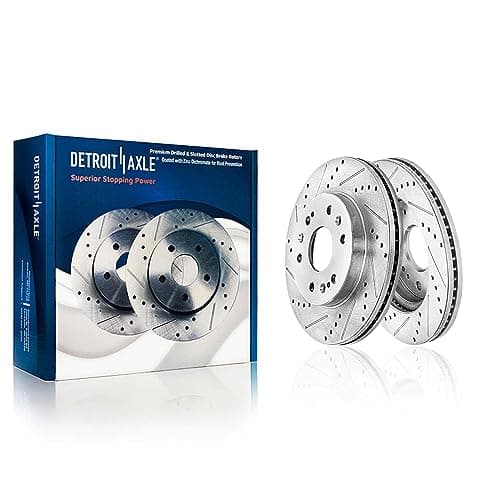 Detroit Axle - Brake Kit for Chevy GMC Silverado Sierra 1500 Tahoe Yukon XL Suburban Escalade ESV Drilled Disc Rotors Ceramic Brakes Pads Replacement : 12.99" Front & 13.58" Rear Rotor — view 4