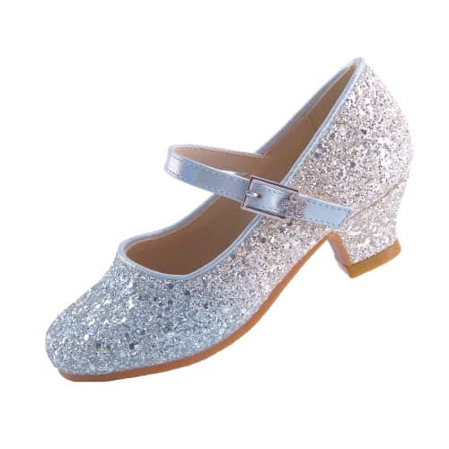 EIGHT KM Girls High Heel Dress Shoes Mary Jane Princess Wedding Party Pump Shoes EKM7015 Sparkle Glitter Gradual Blue Size 5 US Big Kid