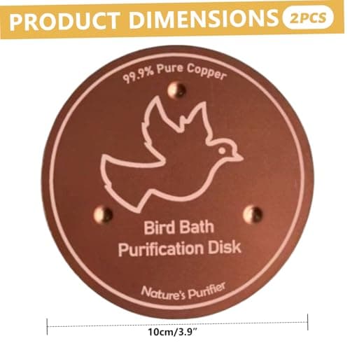 3.94 Inch Reinforced 99.9% Copper Bird Bath Purification Disk with Stable 3-Point Design, Copper Disc for Clean Birdbath Water, Garden Accessory Style 2 — view 3