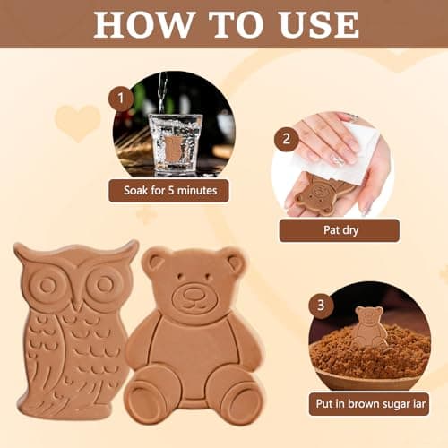 2PCS Brown Sugar Saver, Brown Sugar Bear, Reusable Terracotta Browns Sugars Keeper, Natural Moisture Control Disc to Keep browns sugars Soft, Kitchen Pantry Storage Container (A) — view 2