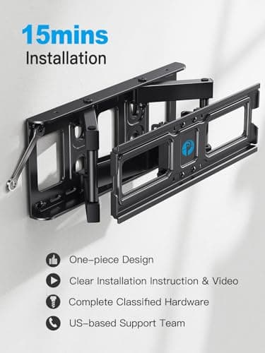 Pipishell Full Motion TV Wall Mount for 26-74 inch TVs, up to 99lbs Max VESA 400x400mm, Wall Mount TV Bracket with Articulating Swivel Extension Tilting Leveling for LED LCD OLED 4K Flat Curved Screen — view 4
