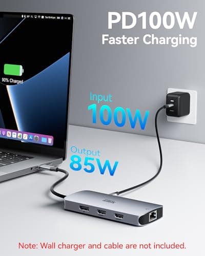 USB C Docking Station Dual Monitor, Selore Docking Station 3 Monitors Triple 4K Display with 2 HDMI, DisplayPort, 1Gbps Ethernet, 100W PD Charging, USB 3.0 Ports Adapter for Dell, HP, Lenovo,etc — view 5