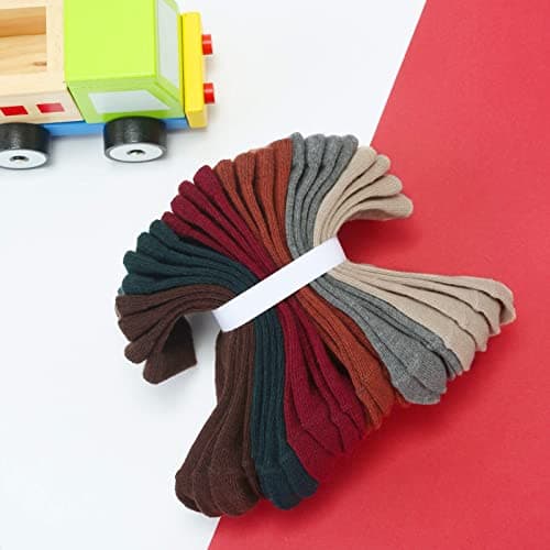 JAKIDAR 12 Pack Baby Toddler Socks Non Slip Grip Cotton Crew Socks for Boys Girls Infants Kids, Angola Red, 12-24 Months — view 7