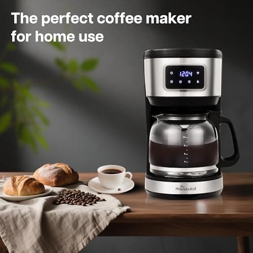 HousesAid 12 Cup Programmable Coffee Maker,Touchscreen Drip Coffee Maker-12 Cup Keep-Warm Function, Auto Shut-Off,Stainless Steel Construction,Permanent Filter,Ideal for Home and Office Use — view 6