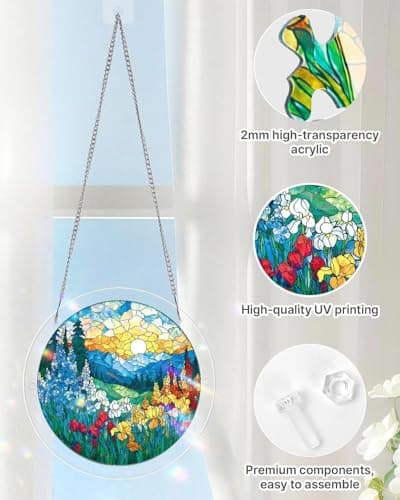 Acrylic Jigsaw Puzzle Suncatcher, Butterfly Flower Bird Scenery Acrylic Suncatcher Puzzle, Suncatcher Puzzle Kit, for Doors Garden and Window Hanging — view 5