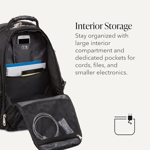 SWISSGEAR 1900 ScanSmart Laptop Backpack, Fits Most 17-Inch Laptops, TSA-Friendly Lay-Flat Design, RFID Protection, and Tablet Pocket, Black, 31L, 18.5-Inch — view 4